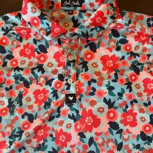 Bad Birdie Men's Floral Button Down Shirt - Red and Blue